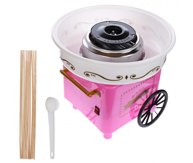 Masina de facut vata de zahar, Cotton Candy Maker, roz, pentru acasa, bete incluse in pachet - KR214