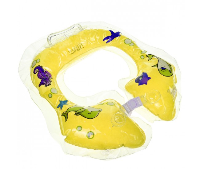 Colac baie bebelusi pentru gat, PVC hipoalergenic, fara BPA, galben - 0278G
