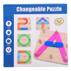 Puzzle de jucarie, din lemn, multicolor - XQ057 Puzzle de jucarie, din lemn, multicolor - XQ057