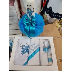Set Trusou si lumanare pentru botez fetite si baieti, set complet pentru biserica ALBINUTASET4