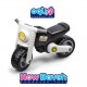 Motocicleta fara pedale pentru baieti, Scooter POLITIE, roti late, sezut, jucarie alb/negru, MOTO120