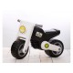 Motocicleta fara pedale pentru baieti, Scooter POLITIE, roti late, sezut, jucarie alb/negru, MOTO120
