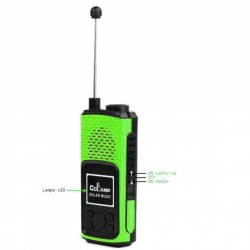 Radio portabil cu lanterna, cu baterie si incarcare solara, verde, CL-601V