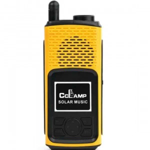 Radio portabil cu lanterna, cu baterie si incarcare solara, galben, CL-601G