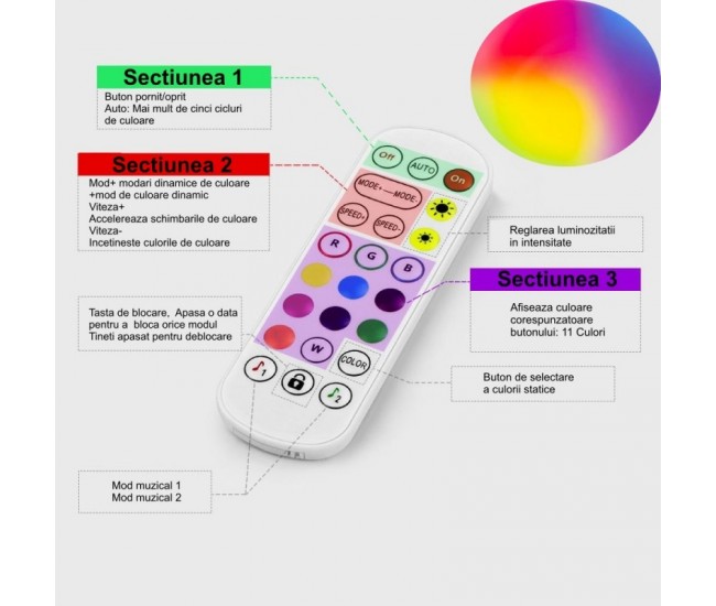 CONTROLER RGB 4-1 CU BLUETOOTH SI TELECOMANDA
