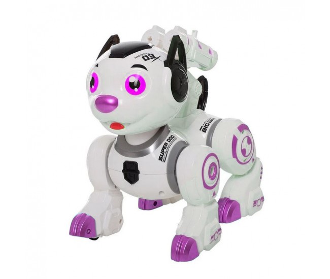 Caine robot de jucarie cu sunete, luminite si lansator de sageti cu ventuze - 0831ROZ Caine robot de jucarie cu sunete, luminite si lansator de sageti cu ventuze - 0831ROZ