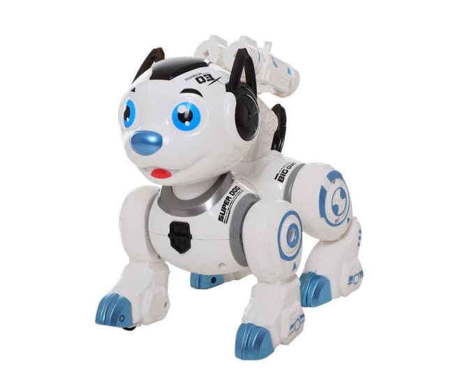 Caine robot de jucarie cu sunete, luminite si lansator de sageti cu ventuze, albastru - 0831 Caine robot de jucarie cu sunete, luminite si lansator de sageti cu ventuze, albastru - 0831