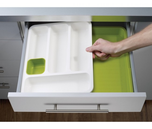 Organizator extensibil pentru sertar tacamuri, din polipropilena, verde - 7024