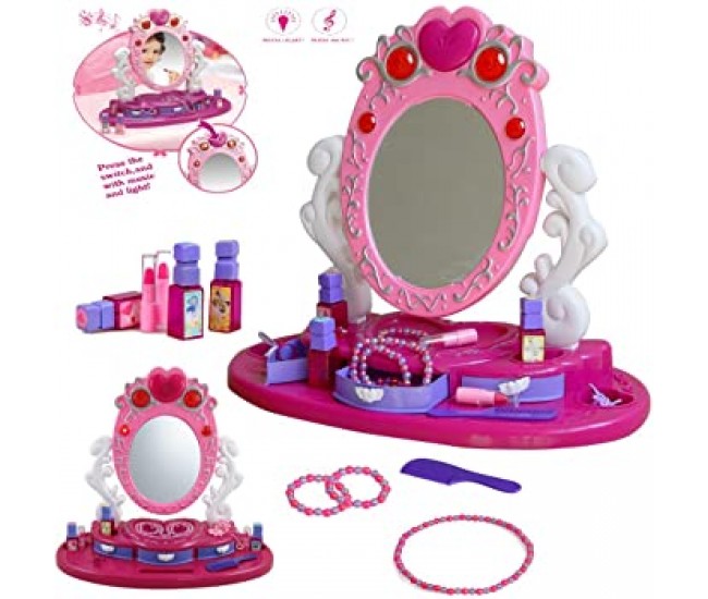 Set salon de frumusete de jucarie, cu oglinda 14 accesorii, sunete si luminite - 78008A