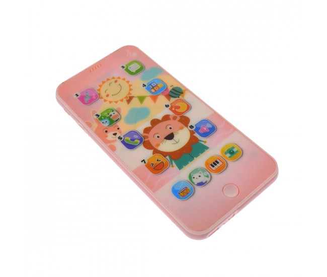 Telefon de jucarie interactiv cu butoane touchscreen, reincarcabil, roz