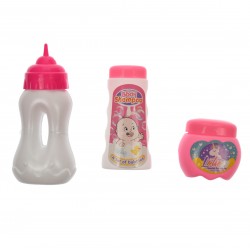 Bebelus de jucarie, cu biberon, pentru copii, roz - L8034A Bebelus de jucarie, cu biberon, pentru copii, roz - L8034A