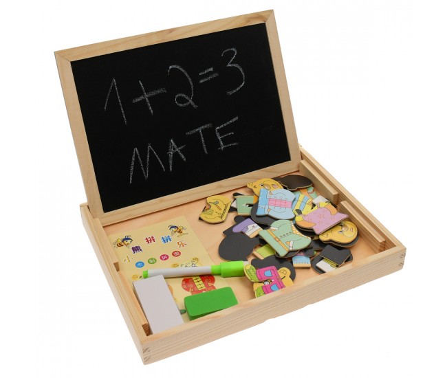 Tabla de jucarie magnetica, cu fata dubla pentru marker, creta Tabla de jucarie magnetica, cu fata dubla pentru marker, creta