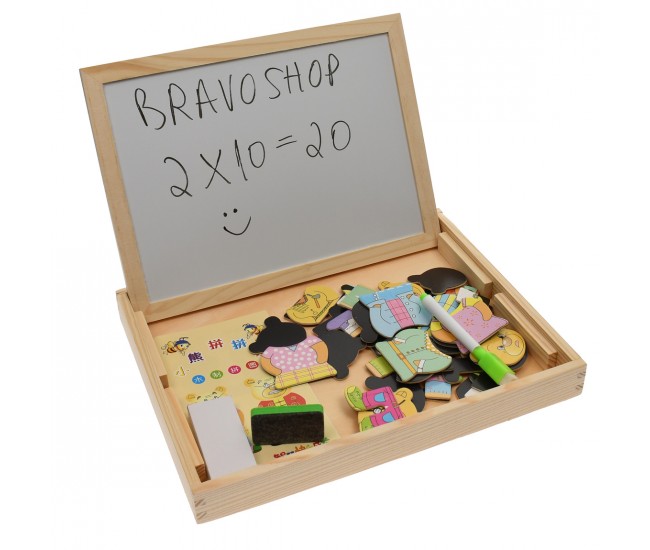 Tabla de jucarie magnetica, cu fata dubla pentru marker, creta Tabla de jucarie magnetica, cu fata dubla pentru marker, creta