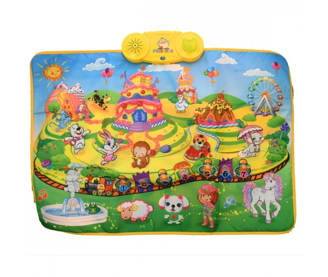 Paturica si covor muzical bebe, cu sunete de animale si luminite, 70x50 cm - 0912