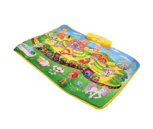 Paturica si covor muzical bebe, cu sunete de animale si luminite, 70x50 cm - 0912