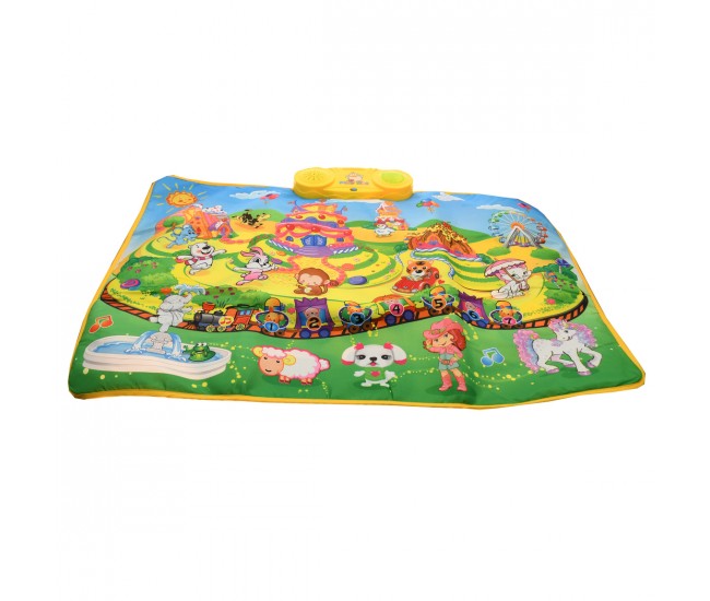 Paturica si covor muzical bebe, cu sunete de animale si luminite, 70x50 cm - 0912