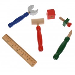 Banc de scule de jucarie pentru copii, din lemn, 16 accesorii - 11150435