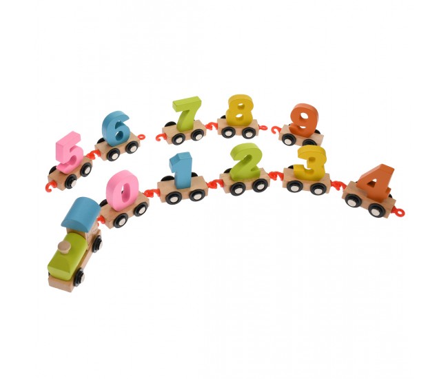 Trenulet de jucarie, cu cifre, din lemn - 3315054 Trenulet de jucarie, cu cifre, din lemn - 3315054