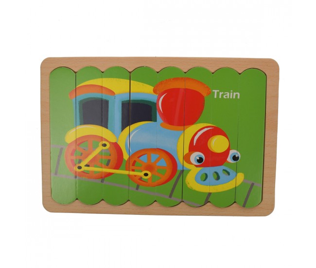 Set puzzle de jucarie, cu suport din lemn, 8 poze - 3331234