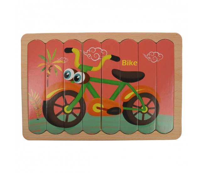 Set puzzle de jucarie, cu suport din lemn, 8 poze - 3331234