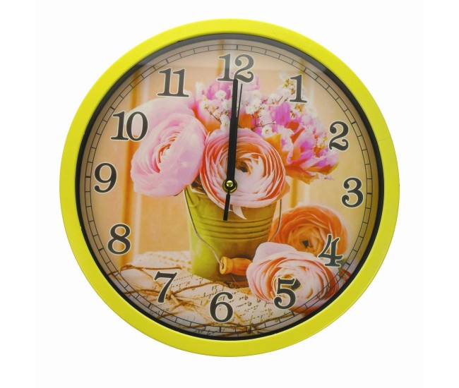 Ceas de perete, design cu flori, diametru 30 cm - CEAS07