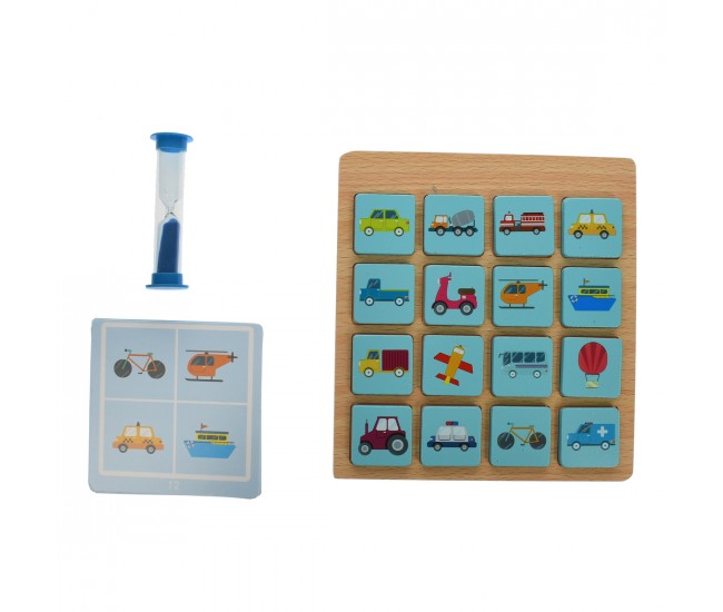 Set puzzle de memorare de jucarie, cu suport din lemn, 28 de accesorii - 3315081