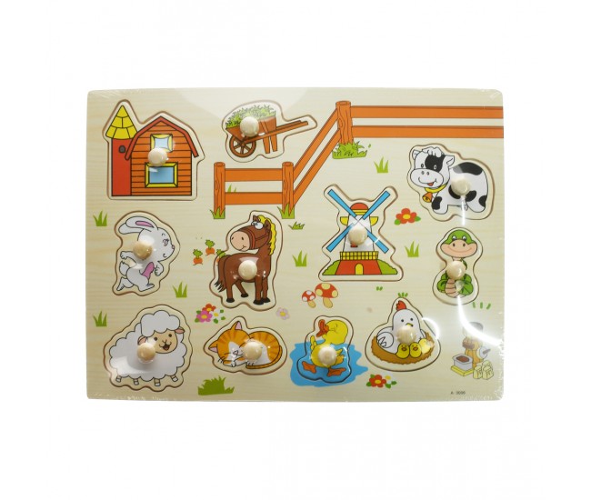 Puzzle de jucarie, potrivire dimensiuni si animale, din lemn - 22266644H Puzzle de jucarie, potrivire dimensiuni si animale, din lemn - 22266644H