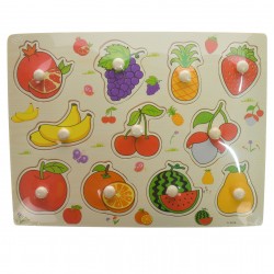 Puzzle de jucarie, potrivire dimensiuni si fructe, din lemn - 22266644F Puzzle de jucarie, potrivire dimensiuni si fructe, din lemn - 22266644F