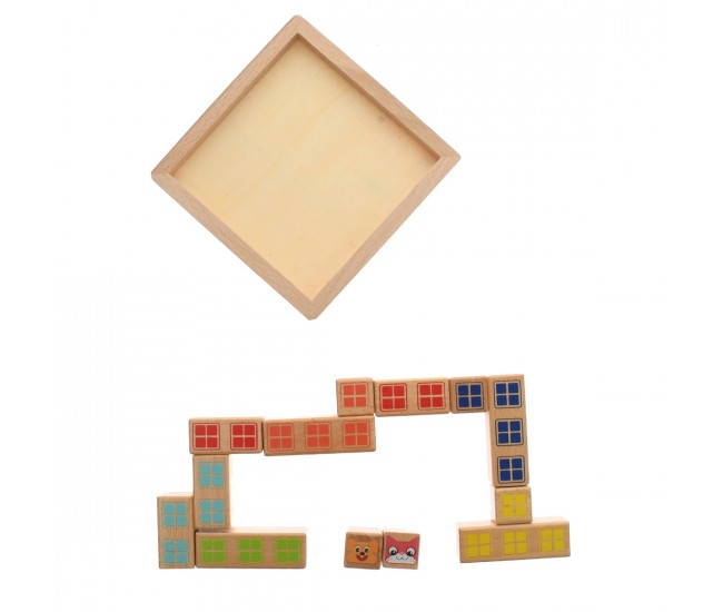 Set cuburi de construit din lemn, 23 de accesorii - 3315078