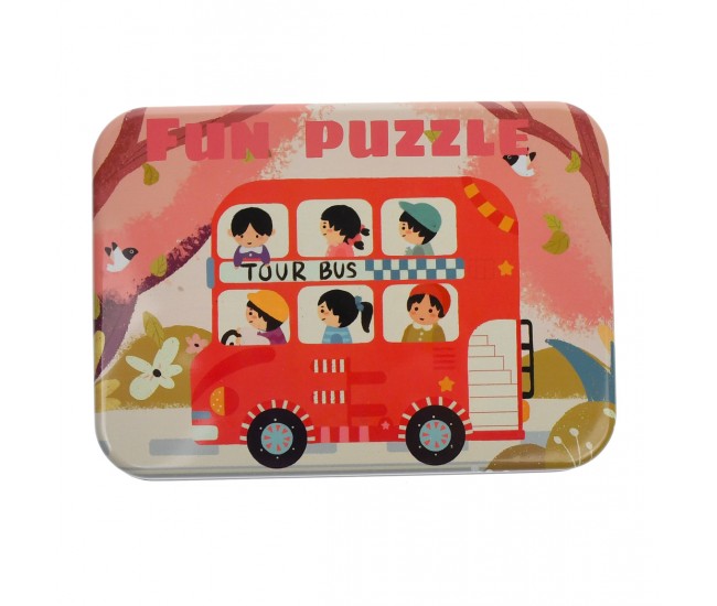 Set puzzle de jucarie, 5 vehicule, din carton - 3315115B