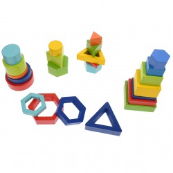 Set de construit, forme geometrice de jucarie, din lemn, 24 piese - 3315036 Set de construit, forme geometrice de jucarie, din lemn, 24 piese - 3315036
