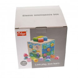 Cub din lemn, cu forme, numere si desene - 3315103 Cub din lemn, cu forme, numere si desene - 3315103