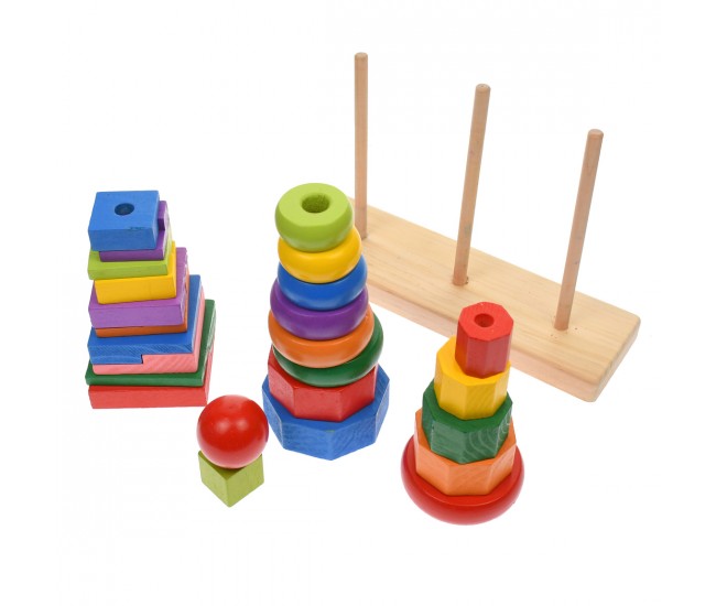 Set de construit, forme geometrice de jucarie, din lemn, 28 piese - 3315033 Set de construit, forme geometrice de jucarie, din lemn, 28 piese - 3315033