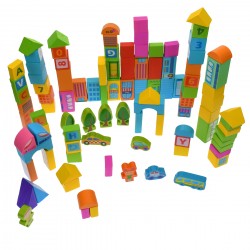Set de construit, forme geometrice de jucarie, din lemn, 100 piese - 3331143 Set de construit, forme geometrice de jucarie, din lemn, 100 piese - 3331143