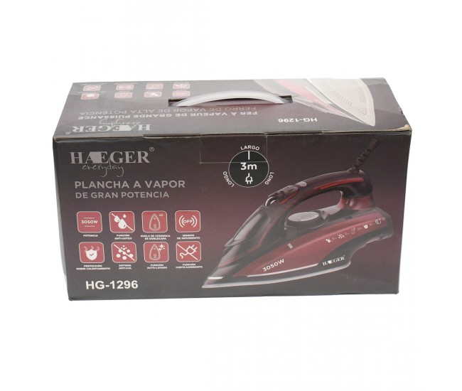 Fier de calcat, 3050 W, talpa ceramica, rezervor 360ml, 25 g/min, jet de abur 55g, Haeger - HG1296 Fier de calcat, 3050 W, talpa ceramica, rezervor 360ml, 25 g/min, jet de abur 55g, Haeger - HG1296