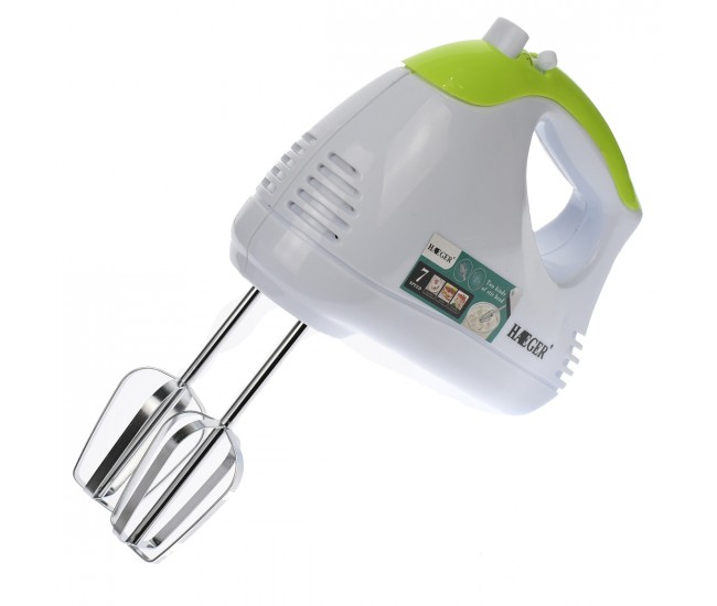 Mixer de mana Haeger 200W, 7 viteze, Accesorii: 2 spirale, 2 teluri - HG6632 Mixer de mana Haeger 200W, 7 viteze, Accesorii: 2 spirale, 2 teluri - HG6632