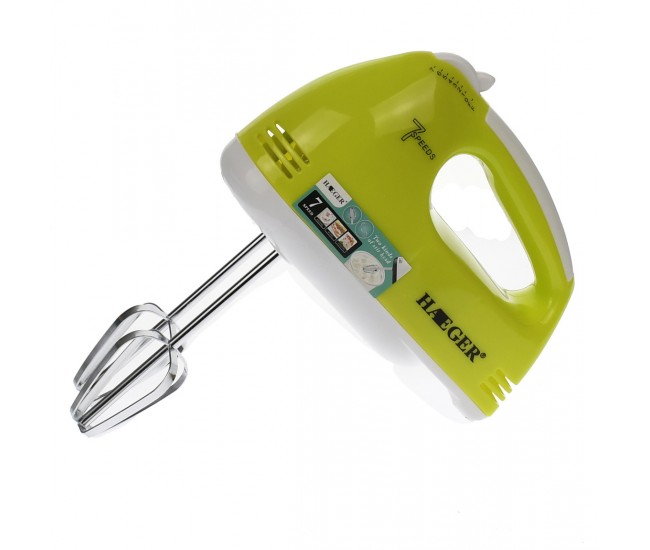 Mixer de mana Haeger 260W, 7 viteze, Accesorii: 2 spirale, 2 teluri - HG6633 Mixer de mana Haeger 260W, 7 viteze, Accesorii: 2 spirale, 2 teluri - HG6633