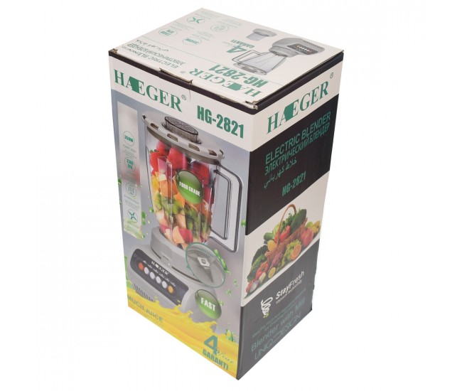 Blender Haeger, 4 viteze + impuls, putere 350W, volum 1.5 L, alb - HG2821 Blender Haeger, 4 viteze + impuls, putere 350W, volum 1.5 L, alb - HG2821