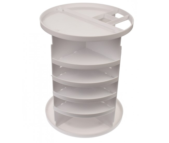 Organizator/suport pentru machiaj, rotatie 360 de grade, diametru 25 cm, alb