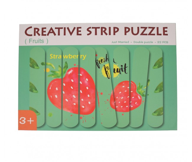 Set puzzle de jucarie, 8 fructe, din carton cu suport de lemn - 3331233