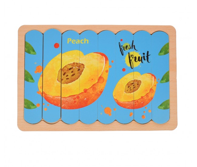 Set puzzle de jucarie, 8 fructe, din carton cu suport de lemn - 3331233