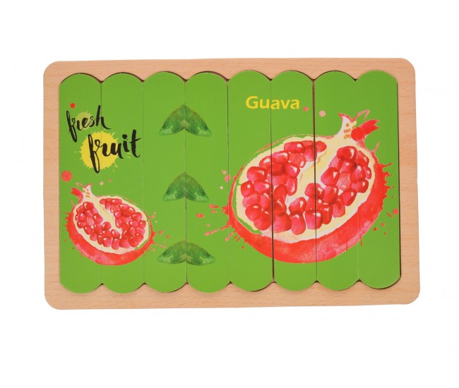 Set puzzle de jucarie, 8 fructe, din carton cu suport de lemn - 3331233