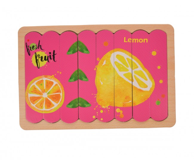 Set puzzle de jucarie, 8 fructe, din carton cu suport de lemn - 3331233