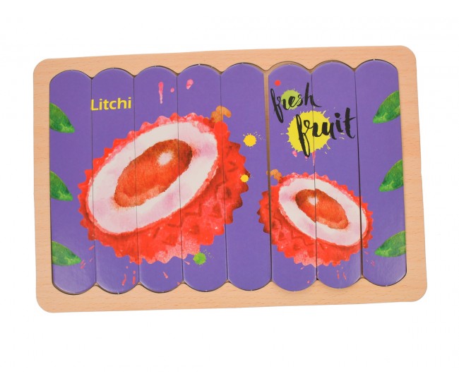 Set puzzle de jucarie, 8 fructe, din carton cu suport de lemn - 3331233