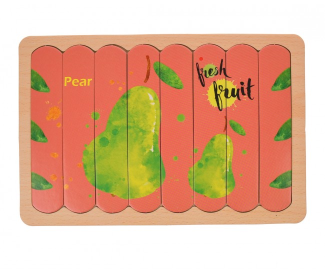 Set puzzle de jucarie, 8 fructe, din carton cu suport de lemn - 3331233