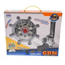 Pistol cu tinta rotativa, jucarie cu sunete si luminite, revolver copii, pe baterii, 933H16C