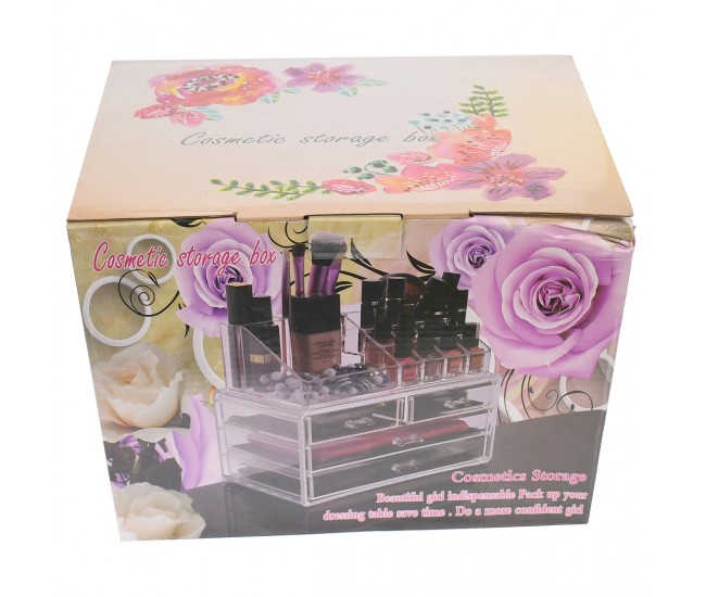 Organizator/suport pentru machiaj, cu sertare, transparent - 7680 Organizator/suport pentru machiaj, cu sertare, transparent - 7680