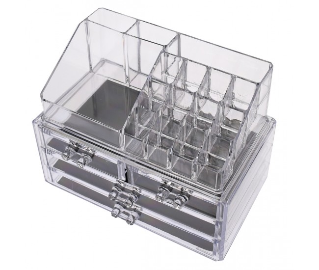 Organizator/suport pentru machiaj, cu sertare, transparent - 7680 Organizator/suport pentru machiaj, cu sertare, transparent - 7680