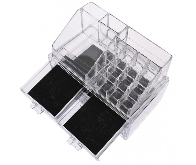 Organizator/suport pentru machiaj, cu sertare, transparent - 7680 Organizator/suport pentru machiaj, cu sertare, transparent - 7680