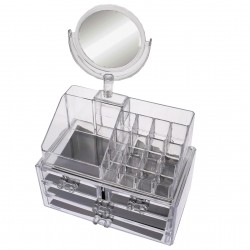 Organizator/suport pentru machiaj si oglinda, cu sertare, transparent Organizator/suport pentru machiaj si oglinda, cu sertare, transparent